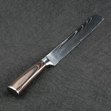 Load image into Gallery viewer, Laser Damascus Stainless Steel Slicing Bread Knife 8inch