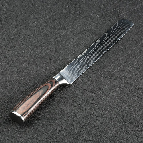 Laser Damascus Stainless Steel Slicing Bread Knife 8inch