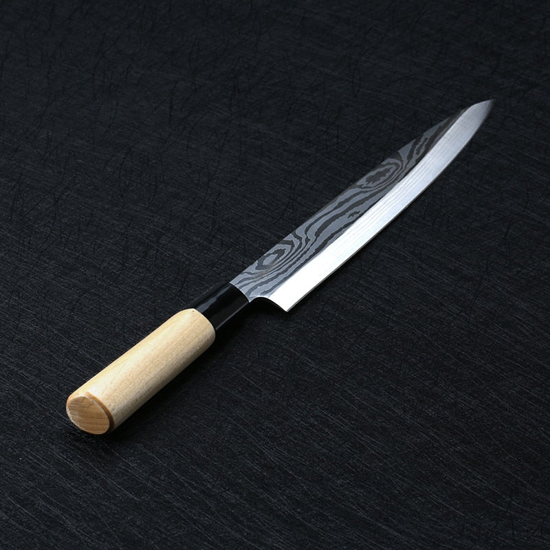 Laser Damascus Chef Knives Japanese Salmon Sushi Knives Stainless Steel