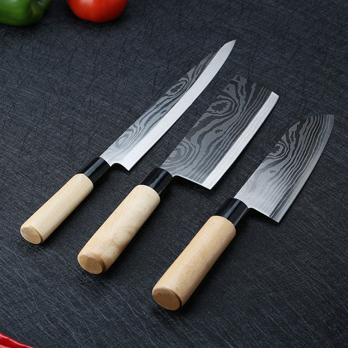 Laser Damascus Kitchen Set Knives